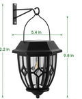 Dope Hexagon Solar Lanterns Outdoor Waterproof Hanging Lights with wall mount, 12.2 x 5.4 x 9.8 inches, black metal frame