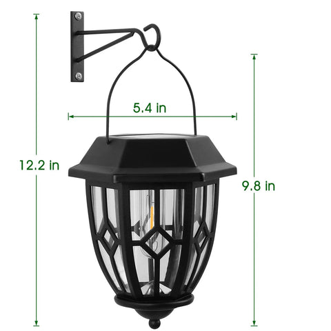 Dope Hexagon Solar Lanterns Outdoor Waterproof Hanging Lights with wall mount, 12.2 x 5.4 x 9.8 inches, black metal frame
