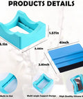 All-In-One Sublimation Tumbler Clamp Kit with silicone cup holder and padded squeegee for 20 oz tumblers, blue dimensions shown