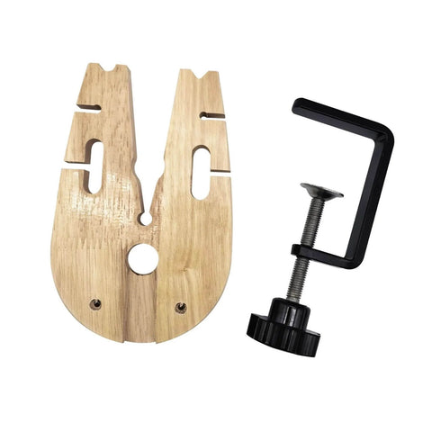Pro Grade Jewelry Clamp Fixture For Goldsmithing And DIY Crafting with wood platform and metal clamp for precise work holding.