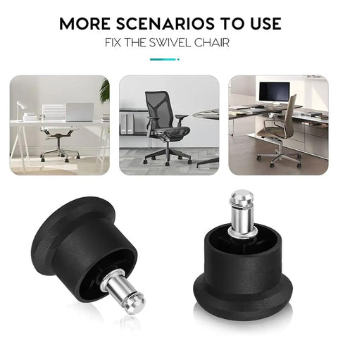 Heavy Duty Nylon Caster Wheel Covers Turn Loose Chairs Stationary Lock Em Solid black nylon inserts for swivel chairs.