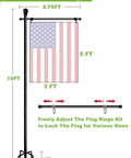 10Ft Garden Flag Pole Stand With 5 Prong Base For 3x5 American Flags, Adjustable Heavy Duty Outdoor Flagpole Holder Kit diagram