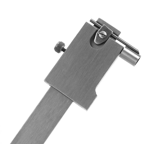 Close-up of Sturdy Pro Grade Stainless Steel Vernier Caliper With Marking Gauge for Engineers, 0-200mm range, showing precision part.