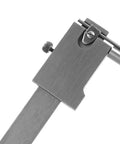 Close-up of Rock Solid Eight Inch Stainless Scribe Calipers With Replaceable Carbide Tip, highlighting precision adjustment features.