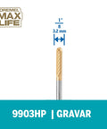 Max Life One Eighth Inch Tungsten Carbide Carving Bit For Rotary Tools Titanium Nitride Coated High Performance Cutter