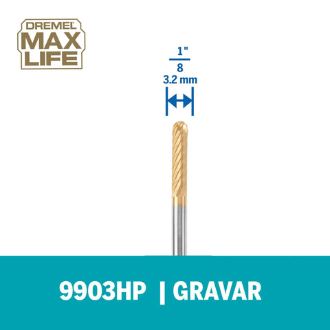Max Life One Eighth Inch Tungsten Carbide Carving Bit For Rotary Tools Titanium Nitride Coated High Performance Cutter