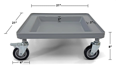 Glass Rack Dolly For Dish And Glass Racks, Heavy Duty Mobile Transport Cart With 4-Inch Wheels And Two Locking Casters, Light Gray, 250 Lbs Capacity
