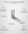 Stainless Steel L Bracket Corner Reinforcement For Furniture Easy Install For Cabinets Bookshelves And Wardrobes 3.3 by 2.2 Inches