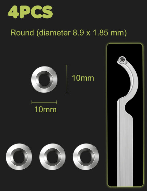4PCS round 8.9mm diameter tungsten carbide cutters for wood lathe tools with diagram of size and mounted view.