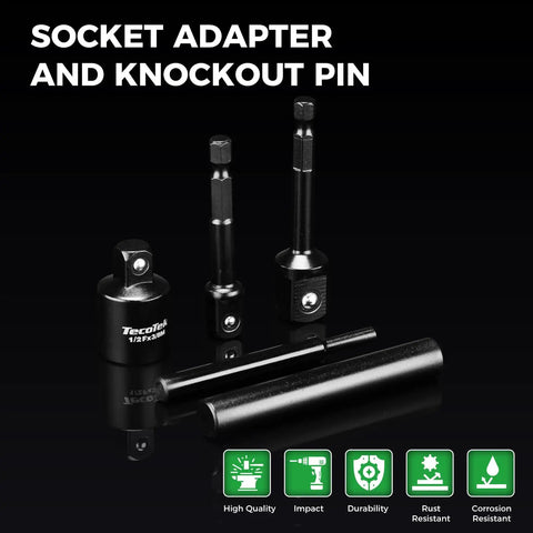 Heavy Duty Impact Bolt And Nut Extractor Kit 25 Pcs With 3/8 Inch And 1/2 Inch Drive Remover Sockets Metric 8-27Mm CR-MO shown