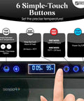Dope 11 Tray Food Dehydrator With Adjustable Timer And Temperature Control display panel with six touch buttons and digital screen.