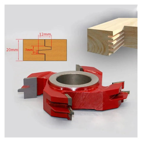 Professional Tungsten Carbide Wood Shaper Cutter For Door Making And Finger Jointers with dimension guide and wood example.