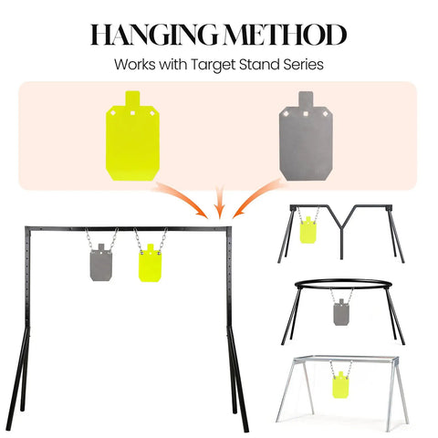 Hanging options for Premium Half Inch AR500 Steel Shooting Target For Outdoors With Durable Gong Silhouette 7x12 Inch