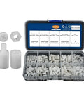 White Nylon Hex Standoff Spacer Set With Male Female Threading For Motherboard PC Support, 240 piece kit in organizer.