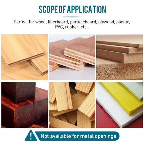 Assorted materials suitable for 3 In 1 Wood Countersink Drill Bit Set With Adjustable Depth Stop, not for metal openings.