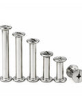 Premium 304 Stainless Steel Chicago Binding Screws Reusable Barrel Fastener Bolts in various lengths, polished finish, for crafting.