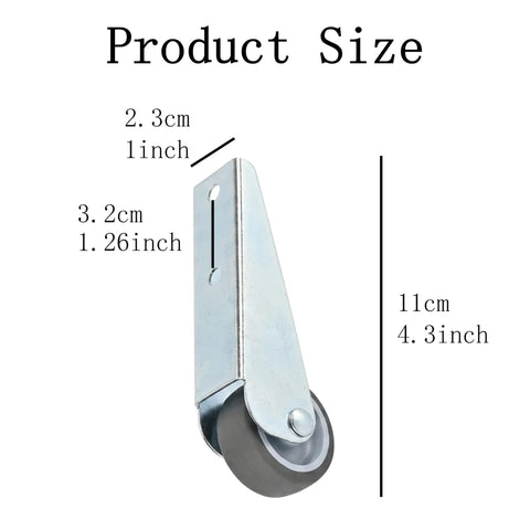 Top Shelf Two Pack Anti Sag Gate Wheels Featuring Thick Carbon Steel Brackets And Non Slip Rubber Casters For Rock Solid Door Support with size measurements