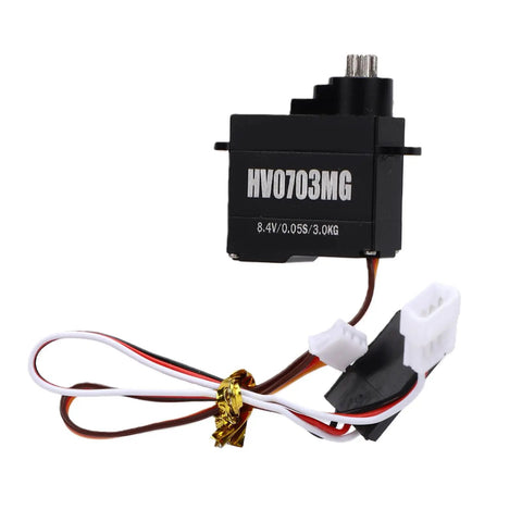 Lightweight 7.1 Gram Mini Servo Motor With Toughened Metal Gears And Machined Aluminum Casing Built Like A Tank For Heavy Duty Rc Drift Builds And Custom Robot Projects Bad Boy Durability Crew Approved, showing wire connections and compact design.