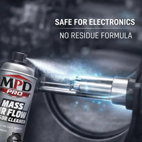 Mass Air Flow sensor being cleaned with Delicate MAF Sensor Cleaner Spray With Professional Formula That Cleans Without Residue.
