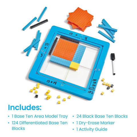 Area Model Tray With Base Ten Blocks For Multiplication Manipulatives Hands On Math Learning In Third Grade Classrooms Counting Cubes