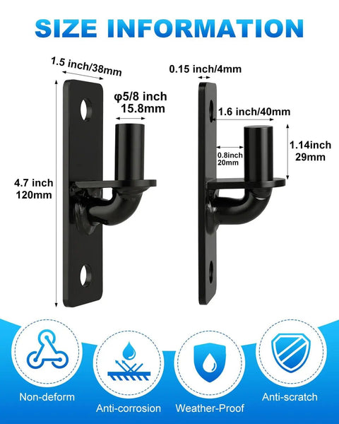 Beefy Heavy Duty Wall Mount Gate Hinges Two Pack For Farm And Chain Link Gates With Five Eighth Inch Pin Rust Resistant Outdoor Metal Gate Hardware For Fence Posts Black Ideal For Fence Posts Barns And Outdoor Gates dimensions display