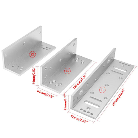 Z and L brackets for Electromagnetic Lock With Z And L Bracket 1200 Lbs Holding Force 500 Kg Magnetic Door Lock 12V Fail Safe NC Mode