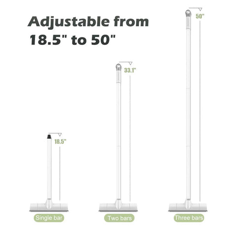 Floor Scrub Brush With Long Handle Two In One Scrape And Brush Stiff Bristles For Grimy Floors Cleaning Bathroom Kitchen Patio Garage Deck Tile Extendable Handle 33 To 50 Inches adjustable from 18.5 to 50 inches