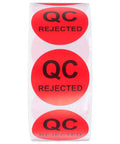 Round QC Labels 1 Roll Must-Have High-Contrast Quality Control Stickers With Peeling-Resistant Coated Paper Adhesive For Production Testing, Warehouse Supplies, Inventory, And Quality Assurance. red QC rejected round stickers on a roll