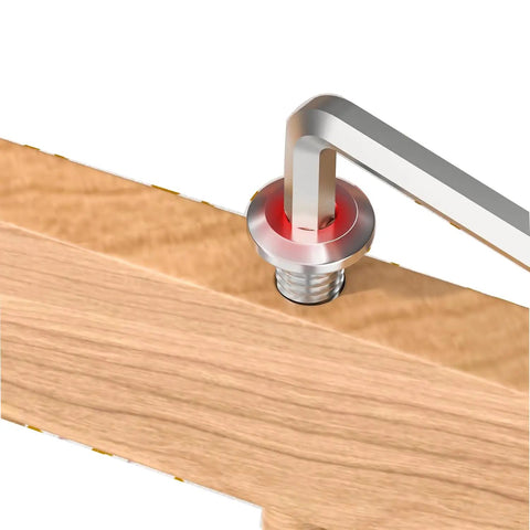Premium M6x50mm Hex Socket Head Cap Screws 30 Pack 304 Stainless Steel furniture bolts with hex key in wood surface.