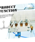Flow Control Tubing Clamps Pack Of 10, Spring Water Stop Clips, attached to metal panel with tubes and connectors in lab setup