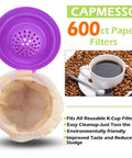 Disposable Coffee Paper Filters For Keurig Single Serve Pods, 600 count natural biodegradable and eco friendly shown with coffee pod