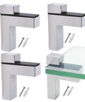 Set Of 4 F Shaped Glass Shelf Brackets Adjustable Zinc Alloy Wall Mounts For Home Kitchen And Bathroom Sturdy No Fuss Install