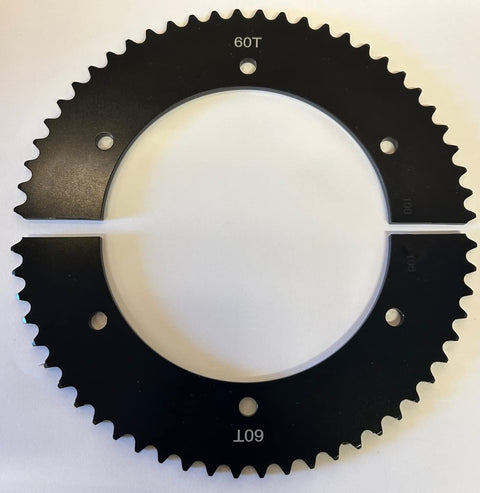 Aluminum Split Sprocket 60 Tooth For 35 Pitch Chain, Black Finish, Bolt On Fit For Mini Bikes And Go Karts, Works With Universal Sprocket Adapter, Durable, Smooth Power Transfer, Easy Maintenance