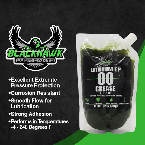 Pro Grade Lithium EP00 Grease For Centralized Lubrication Systems And Gear Boxes 32 Oz EZ Squeeze Pouch Blackhawk Lubricants