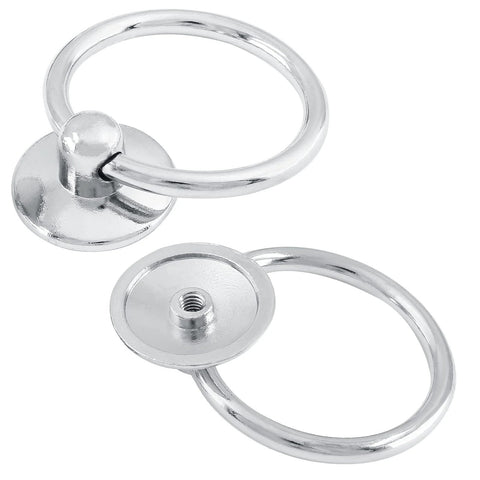 Six Pack Modern Style Ring Pull Handles In Chrome Finish Made From Zinc Alloy With Durable Rust Resistant Coating