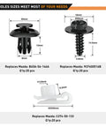 Mazda Front Fender Liner Fastener Kit With 60 Pcs Hex Head Screws Nylon U Nuts And Push Rivet Clips size details and compatibility