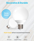 G25 LED Globe Light Bulb 10 Pack Dimmable E26 Base 6W 450 Lumen 5000K Daylight Vanity Mirror Bath Lighting UL Listed