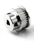 Heavy Duty Aluminum Timing Belt Pulley Featuring 30 Badass Teeth And An 8mm Bore Sized Perfectly For 6mm Width Belts Includes Pack Of 6 Plus Wrench For Hella Smooth 3D Printer Cnc Maker Rig Upgrades, close-up view.