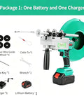 XIVUIFOI Automatic Electric Wire Threader Machine 550Nm Torque with battery, charger, and essential tools for conduit pipe threading.