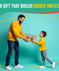 Adult and child exchanging a Sweet Bug Hotel Kit for Kids Easy Cedar Wood Insect House Craft Kit With Tools Paints Glue Screws Garden Fun Kid.