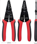 8 Inch Multi Tool Wire Stripper Crimper And Bolt Cutter For Electricians Long Nose Pliers front and side view.