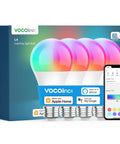 Multicolor WiFi A21 Smart Bulb 850 Lumens Dimmable RGBW 2200K to 7000K Full Color LED 4 Pack Works With Apple HomeKit Alexa