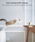 4MP QHD Indoor Pan Tilt Security Cam with Plug In WiFi Night Vision Baby Monitor, tracking a cat's jump