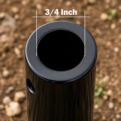 Close-up of 3/4 inch shaft opening of Six Inch Replacement Auger Bit For Post Holes And Fence Holes Built For Earth Digger Planting Drills
