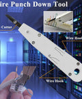 Pro Grade Network Tool Kit Set With Rock Solid Cable Tester And No Sweat Wire Strippers, wire punch down tool with cutter and hook.