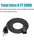 Eight Foot Heavy Duty AC Power Cord With Three Prong NEMA To C13 Plug For Gemini Junior Cutting Embossing Machine flat with plugs visible