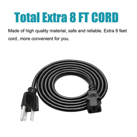 Eight Foot Heavy Duty AC Power Cord With Three Prong NEMA To C13 Plug For Gemini Junior Cutting Embossing Machine flat with plugs visible