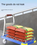 Heavy Duty Platform Cart With Removable Wire Fence Converts To Flatbed, 400kg Capacity, Quiet 12.7cm Wheels, Dual Swivel Casters, Go To Appliance And Material Moving Dolly loaded with sacks