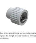 Close-up of 10 Pcs Helical Wire Thread Inserts M10 x 1.5, 304 Stainless Steel, 3D Length 30mm, threaded sleeve with ribbed exterior.