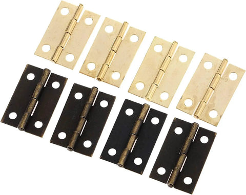Antique Bronze Decorative Box Hinges 24x16mm - Small Cabinet Door Butt Hinges for Jewelry Boxes, 10 pack shown